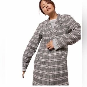 Evereve Black and White Plaid Trench Coat